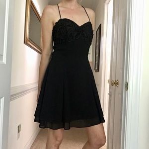 Dave & Johnny Strappy Embroidered Short Prom Dress